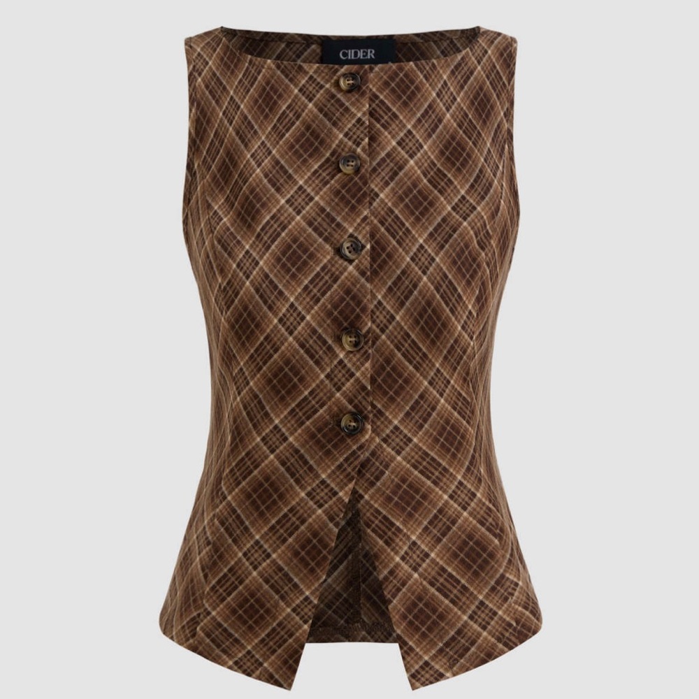 Boatneck plaid vest